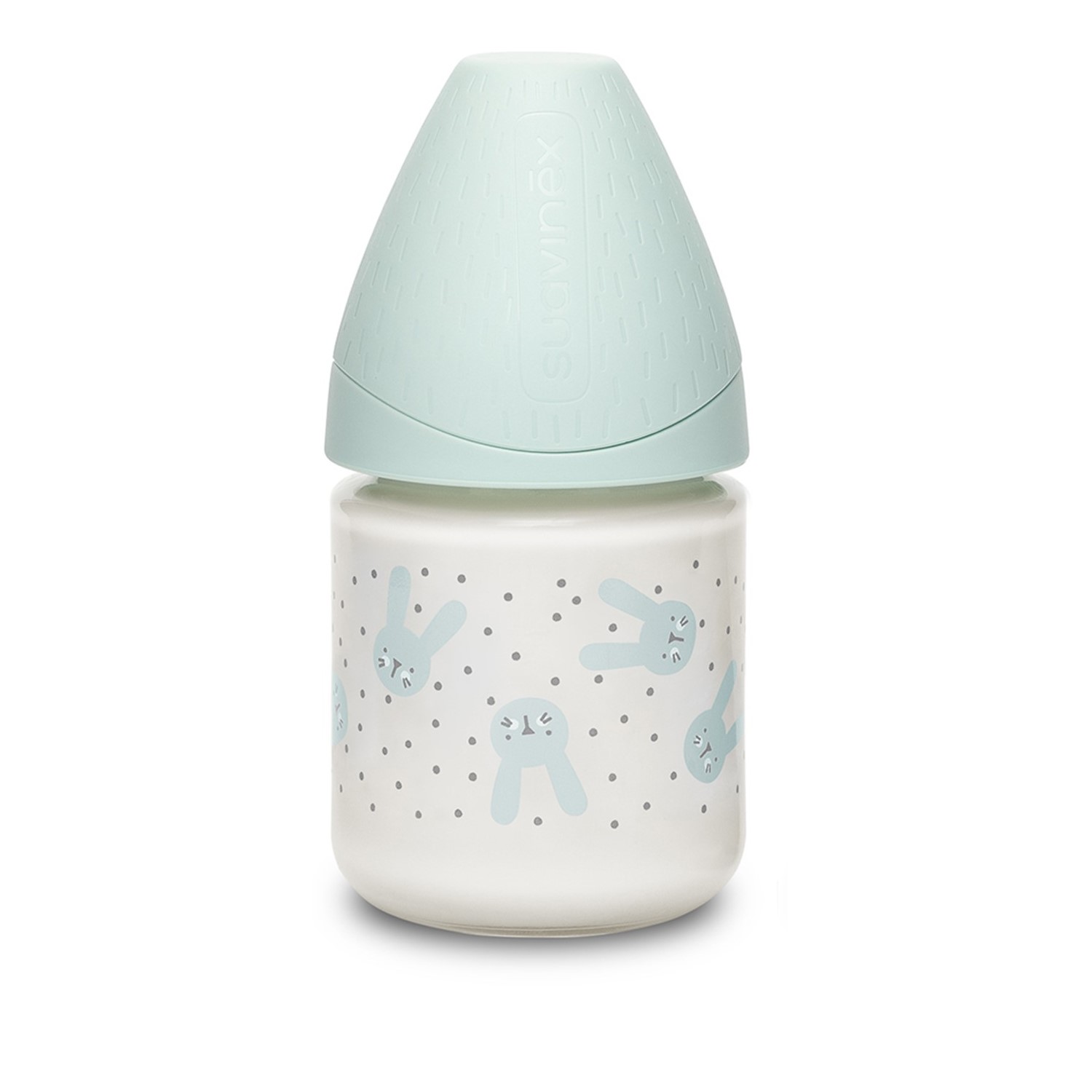 95547-BIBERON VIDRIO 120 ML. HYGGE RABBIT VERDE SUAVINEX(0-0)-0