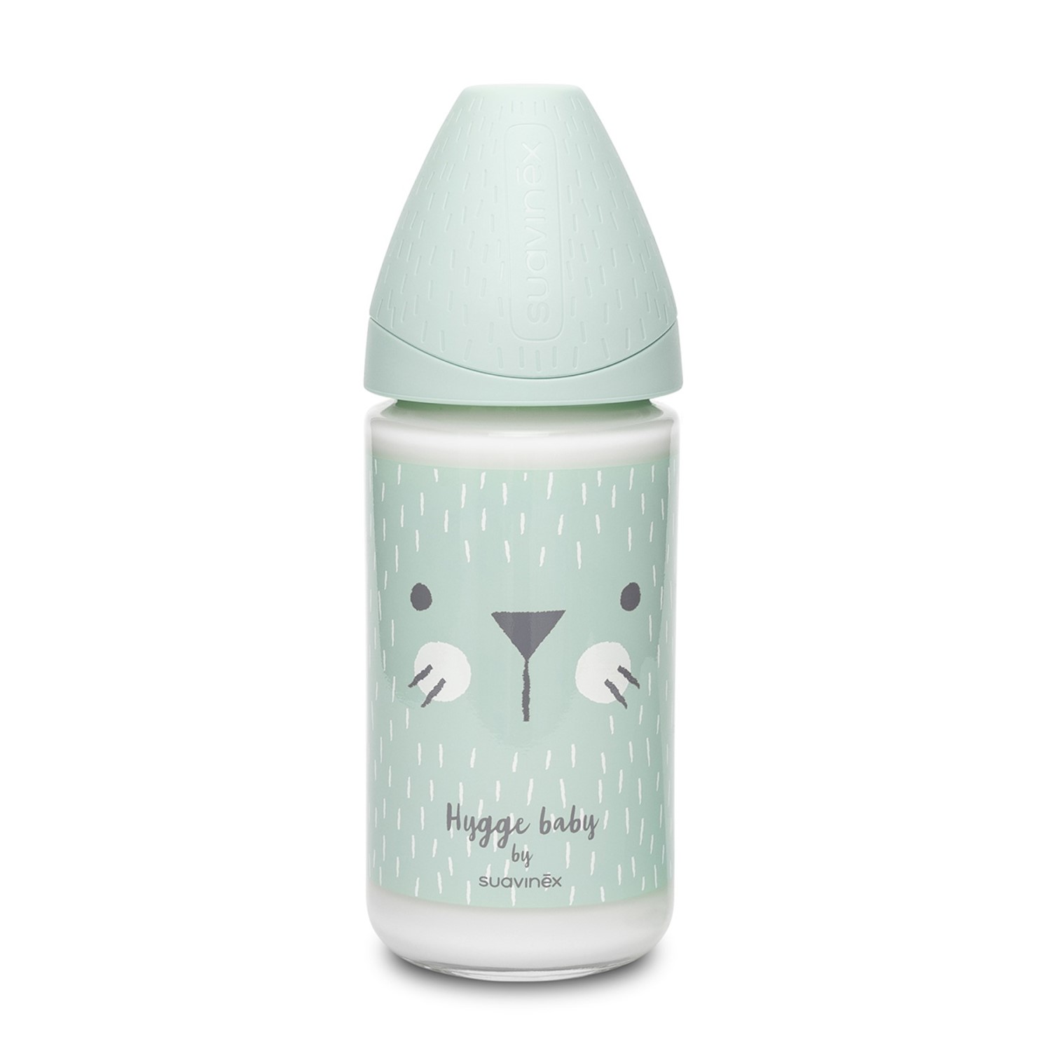 95549-BIBERON VIDRIO 240 ML. HIGGE RABBIT VERDE SUAVINEX(4-0)-0