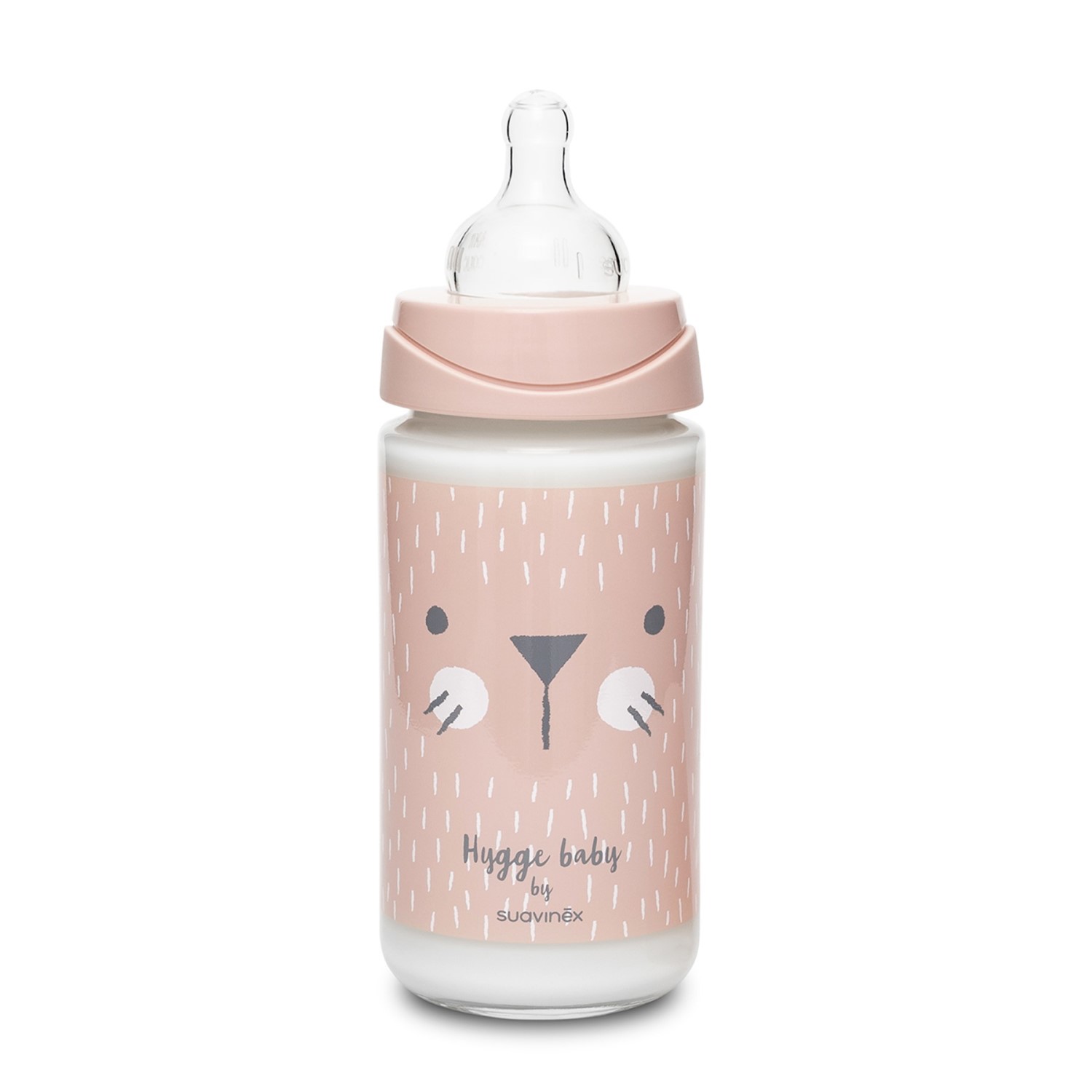 95550-BIBERON VIDRIO 240 ML HYGGE RABBIT ROSA SUAVINEX(0-0)-0