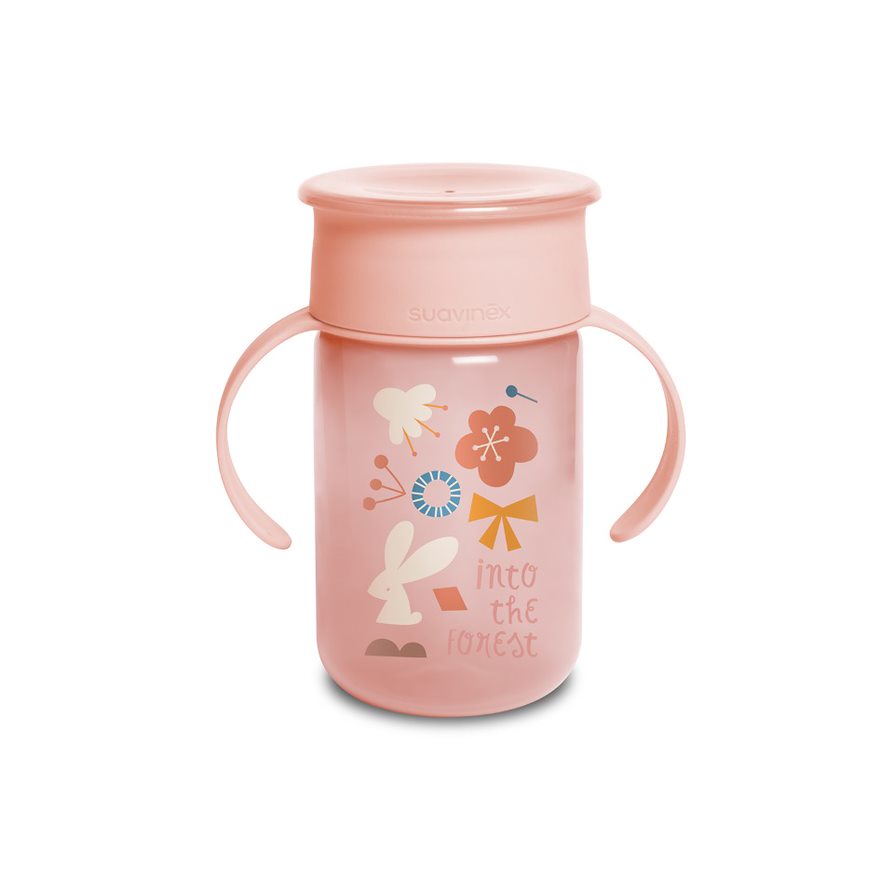 98087-VASO ANTIDERRAME 360º 340 ML +12M SUAVINEX FOREST ROSA(3-0)-0